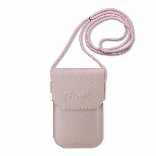 Guess для смартфонов сумка Wallet Phone Bag Saffiano Script logo with Cord Pink