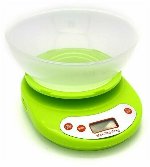 Весы кухонные электронные WH-B05 до 5 кг, с чашей, салатовые
