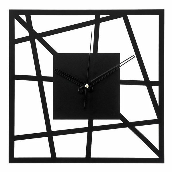 Часы настенные из металла "Линии", плавный ход, 30 x 30 см, черные