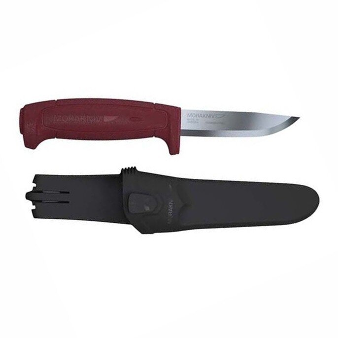 Нож туристический Morakniv Basic, углеродистая сталь, пластиковая ручка, цвет красный