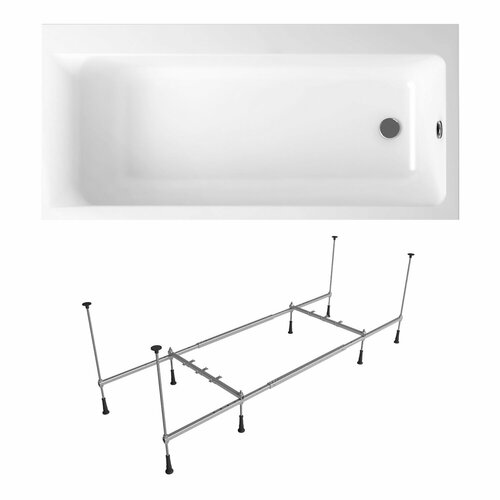 Акриловая ванна 160х80 см Lavinia Boho Catani набор 2 в 1 S1-3712160R: ассиметричная ванна (правый разворот), усиленный металлический каркас