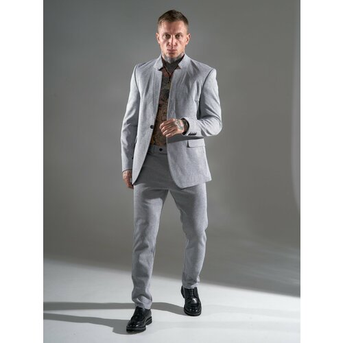 Костюм , пиджак и брюки, классический стиль, полуприлегающий силуэт, размер 50, серый