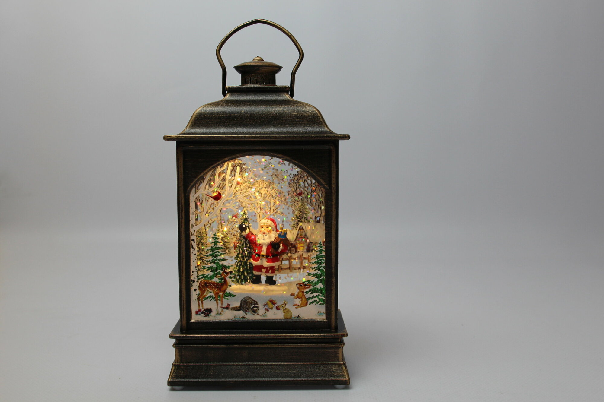 "Новогодний" фонарь ZF-089- "Дед Мороз с мешком подарков", подсветка, LED, USB, 3*ААА, 19*10*5.5 см