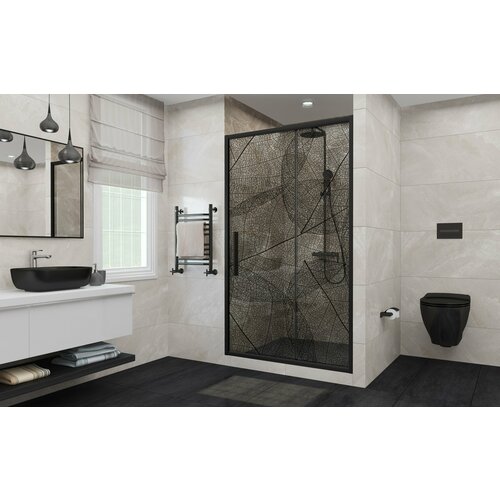 Душевая дверь в нишу Deto FB 140-160 Black 160 см FB140 стекло с рисунком, профиль черный