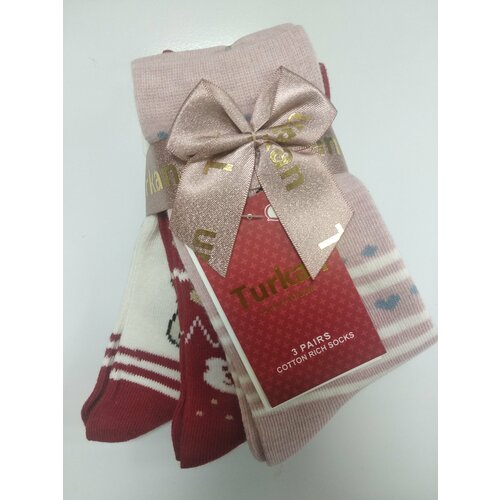 фото Носки turkan, 3 пары, размер 36-41, серый, синий, розовый, красный, белый
