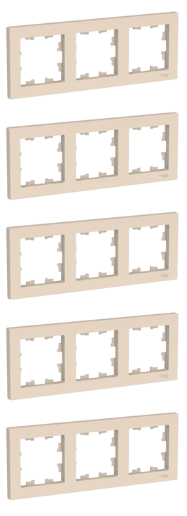 Рамка 3-постовая, универсальная, Schneider Electric/Systeme Electric AtlasDesign, бежевый(глянцевый) ATN000203(комплект 5 шт.)