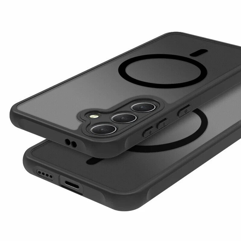 фото Чехол для Samsung S24 + (MagSafe) Черный Самсунг S24 плюс с силиконовым кантом MagSafe (Чёрный)