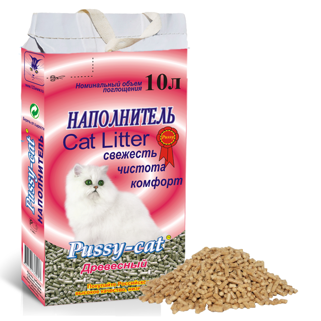 Наполнитель Pussy-Cat древесный (красный) 10л