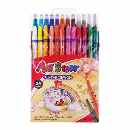Карандаши CROWN восковые ArtStory 24 шт выкручивающийся стержень ПВХ 2715₽