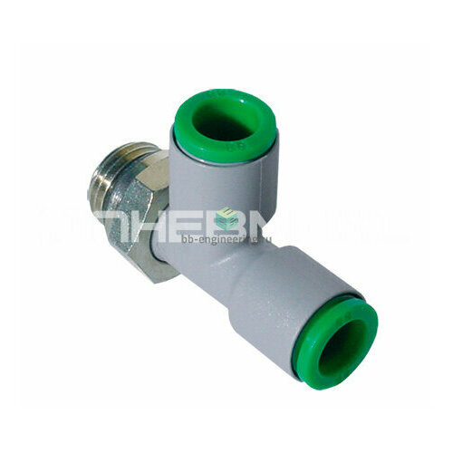 T211018 PNEUMAX - Тройник T-образный с нар. резьбой угловой цанговый G1/8-10 мм