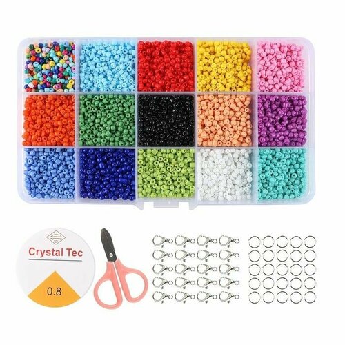 Набор для создания украшений 15 цветов размер 1 штуки 3 мм леска ножницы 1225₽
