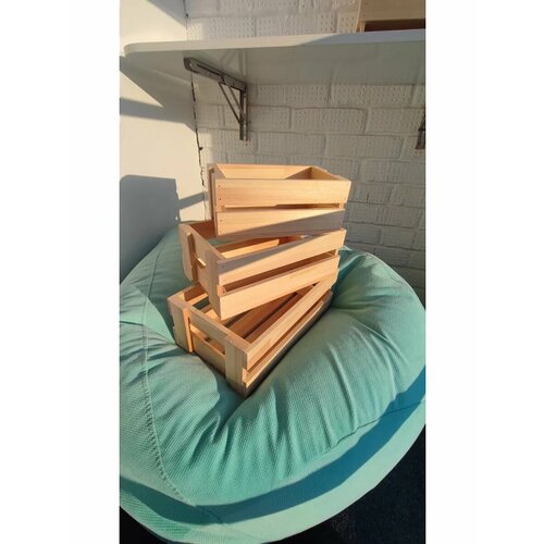 Набор 3 ящика деревянных для хранения 34х20х12 см