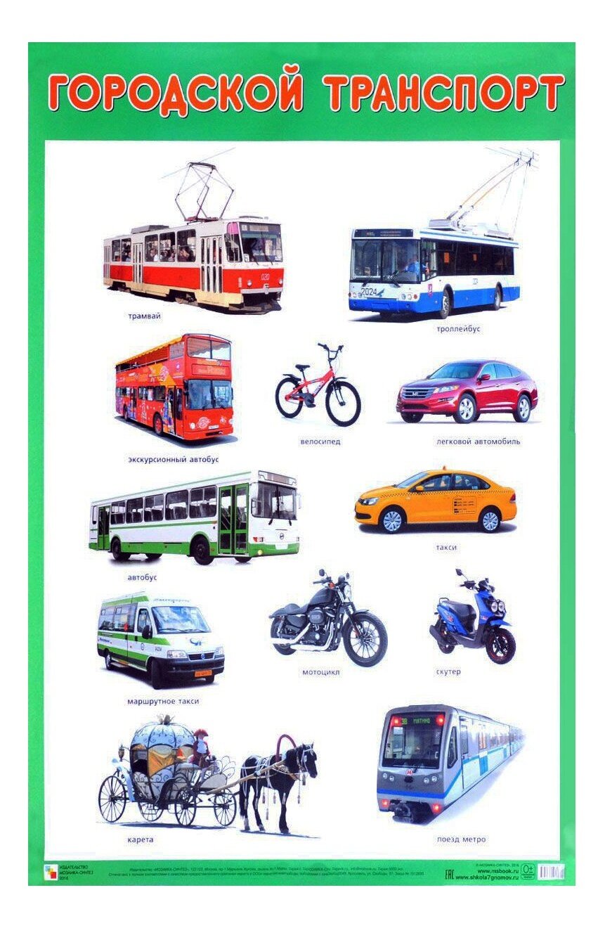 Плакат Мозаика-Синтез Наглядные пособия, Городской транспорт, А1