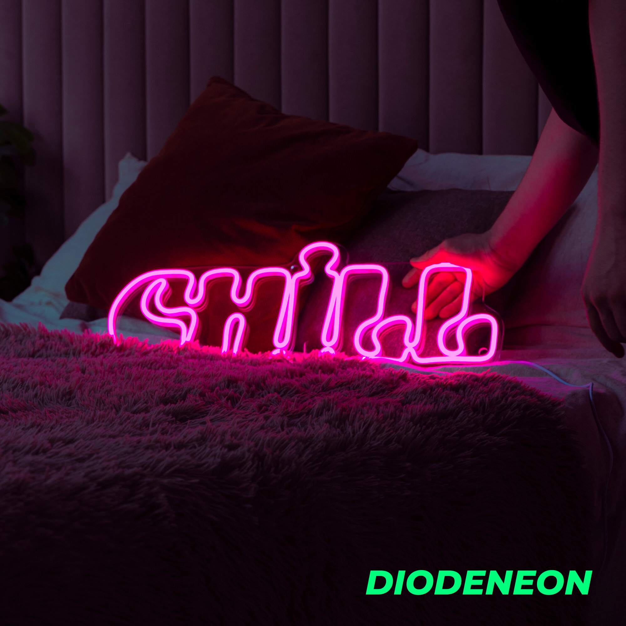 DIODENEON / Неоновый светильник - CHILL 60х21 см, неоновая вывеска, гибкий неон, ночник