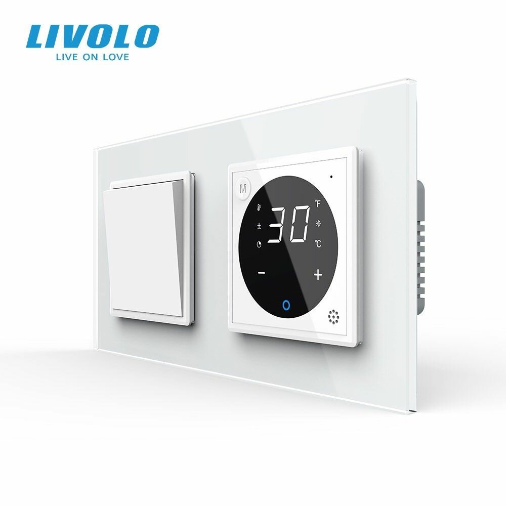 Одноклавишный проходной механический выключатель Livolo с терморегулятором (1-0)