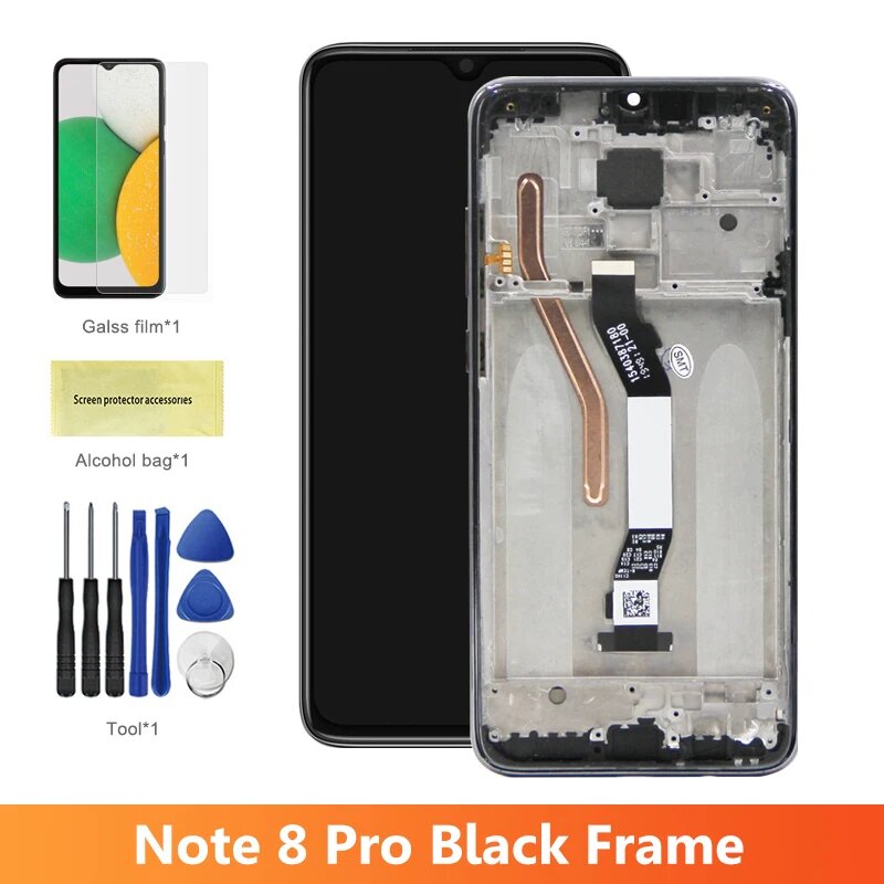 Экран для Xiaomi Redmi Note 8 Pro M1906G7I ЖК-дисплей цифровой сенсорный экран с рамкой для Xiaomi Redmi Note 8, замена, Note8Pro BlackFrame