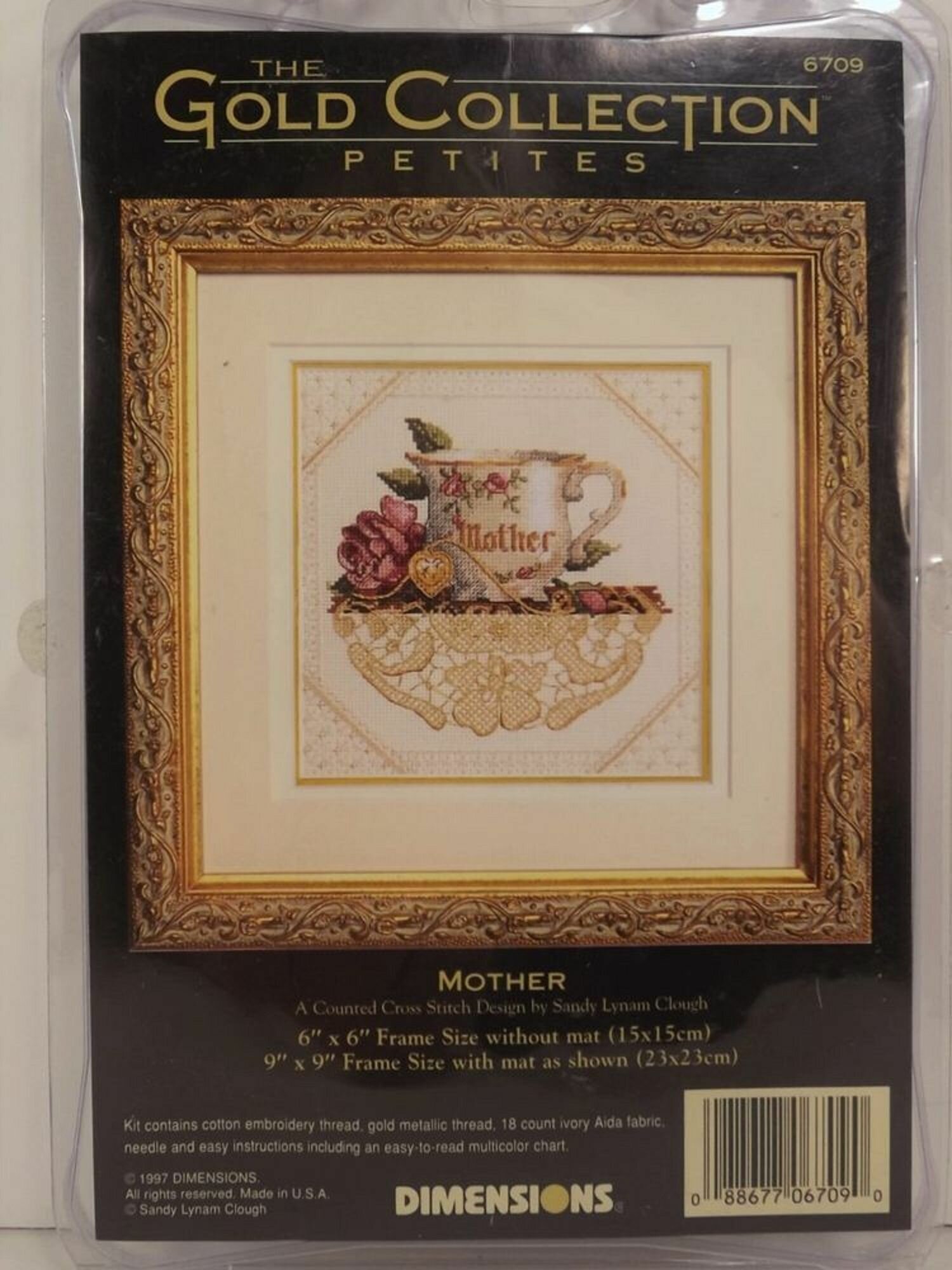 06709 Набор для вышивания крестом "Мамина чашка",15*15см, DIMENSIONS — фото 1