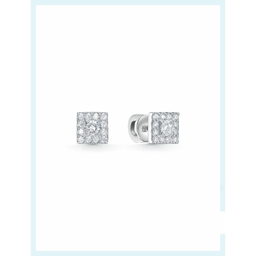 Серьги пусеты Argentum серебро 925 проба родирование фианит размер 10 мм длина 15 см серебро 1575₽