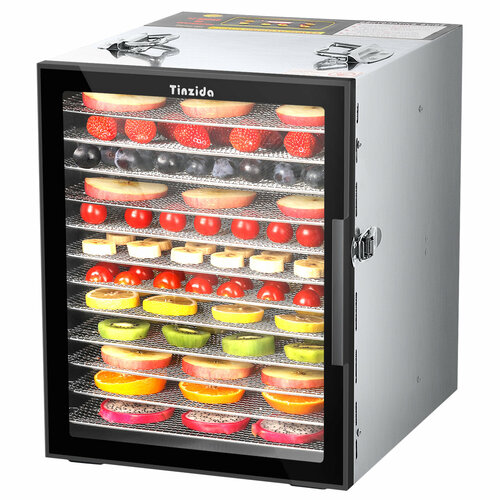 Сушилка для овощей фруктов и мяса Tinzida TZD12DGL Дегидратор 12 поддонов 19080₽