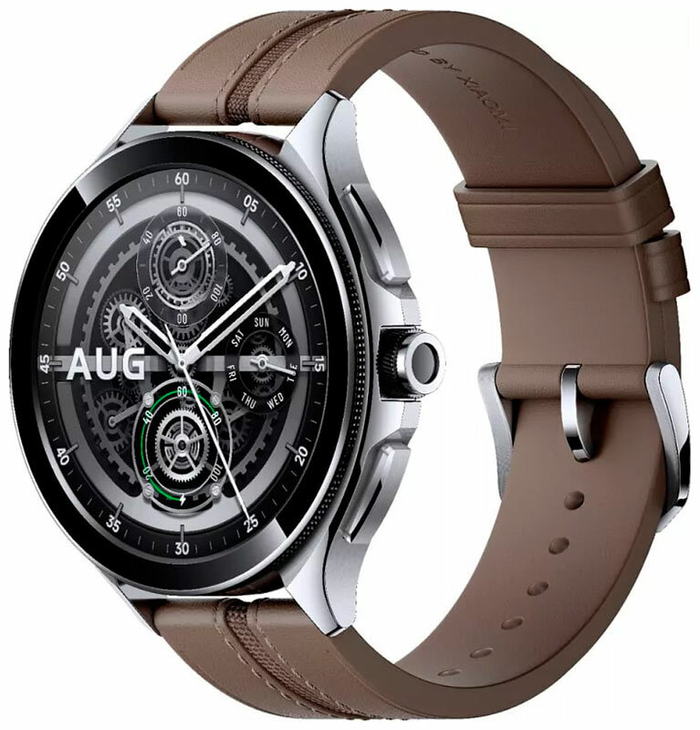 Смарт-часы Xiaomi Watch 2 Pro 4G LTE, серебряный корпус с коричневым кожаным ремешком (BHR7210GL)