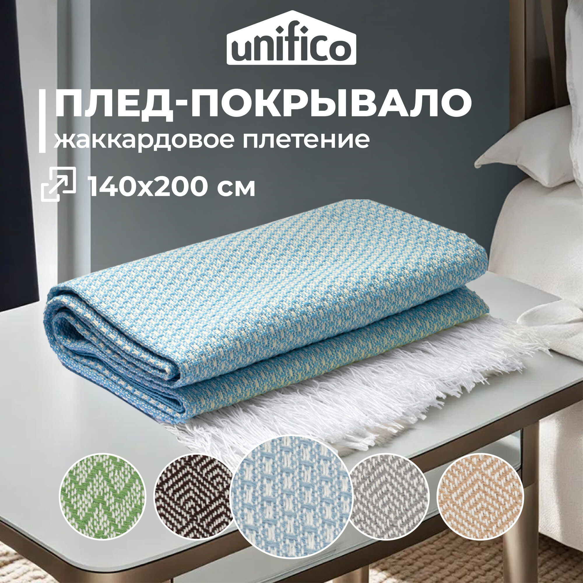 Плед Unifico "Rio Grande" touch light blue 140х200