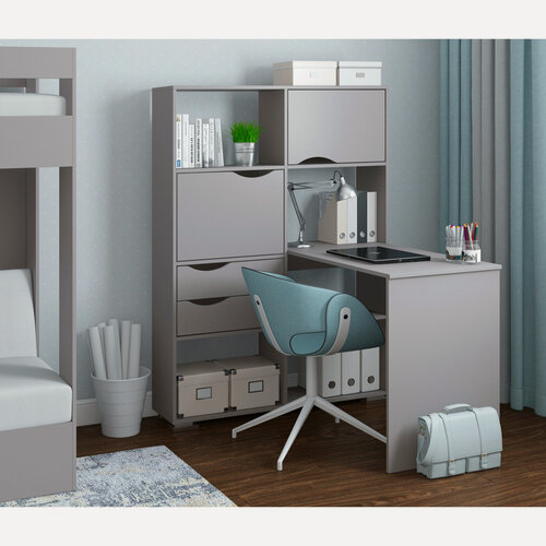 Изображение товара Письменный стол угловой Есэндвич Лаворо, 110x110х150 см, левый, Вулканический серый