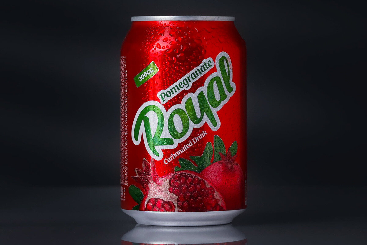 Изображение Royal Pomegranate, 0.3 л, 24 шт, банка (газированный напиток Роял со вкусом граната, жб)
