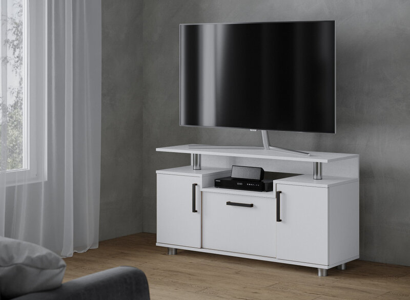 Тумба ТВ 003 (С) (1200*660*380), белый тумба под телевизор с функциональной системой хранения