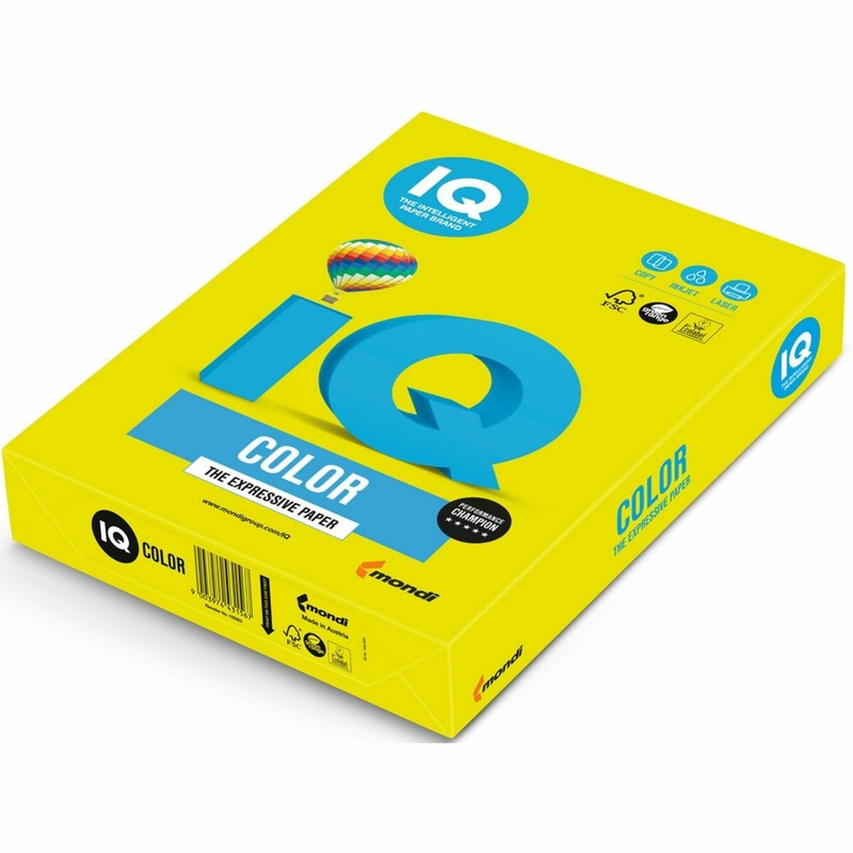 Бумага цветная А4 IQ Color неон желтая, 80 г/кв. м, 500 листов (NEOGB)