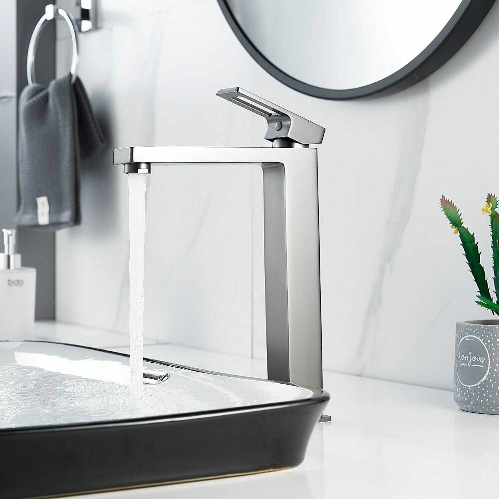 Смеситель для раковины Raffine, F1196T, "оружейная сталь", латунь,