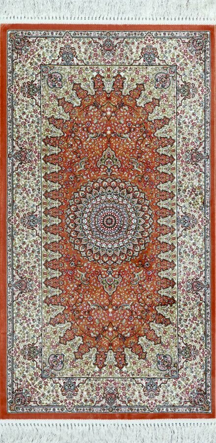 Оранжевый ковер из бамбукового шелка, Бельгия, 60 x 110 см
