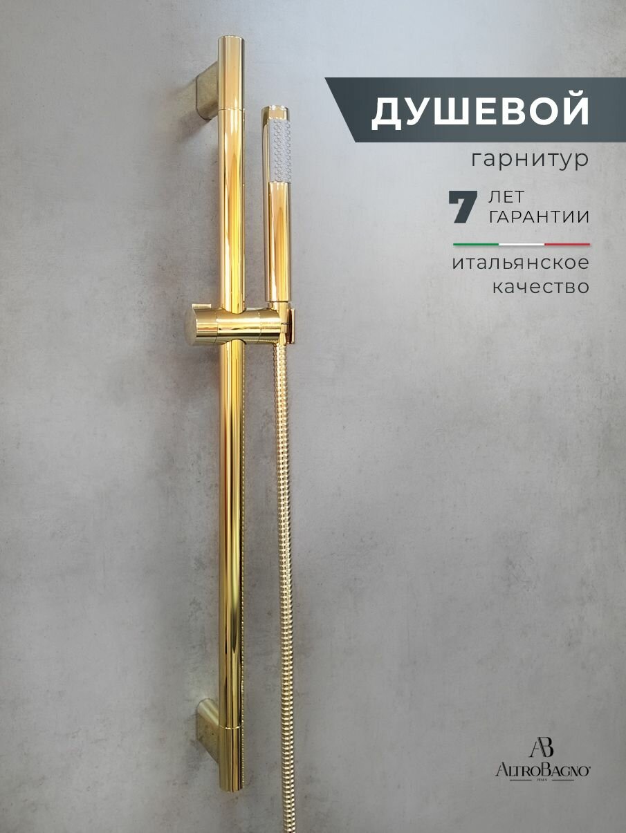 AltroBagno Душевой комплект / штанга для душа с лейкой и шлангом, золото