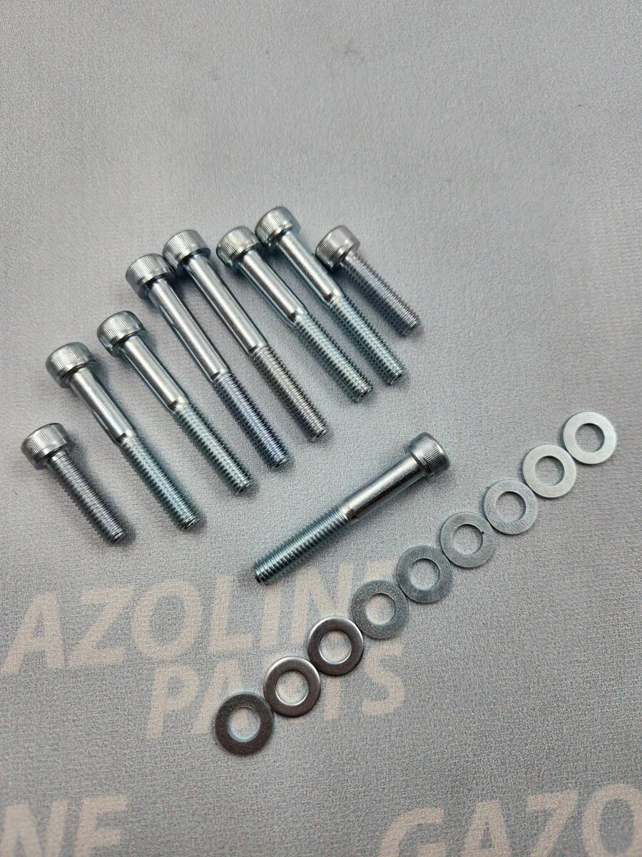 Болты крепления Grover 201463-П29 для ЗМЗ 406 Газ передняя крышка 9 шт серый