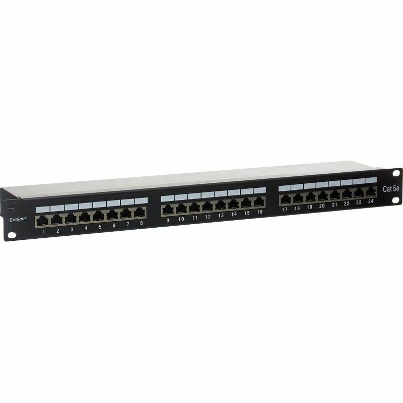 Патч-панель ExeGate Черная, 24 порта, категория 5e (EX281083RUS)