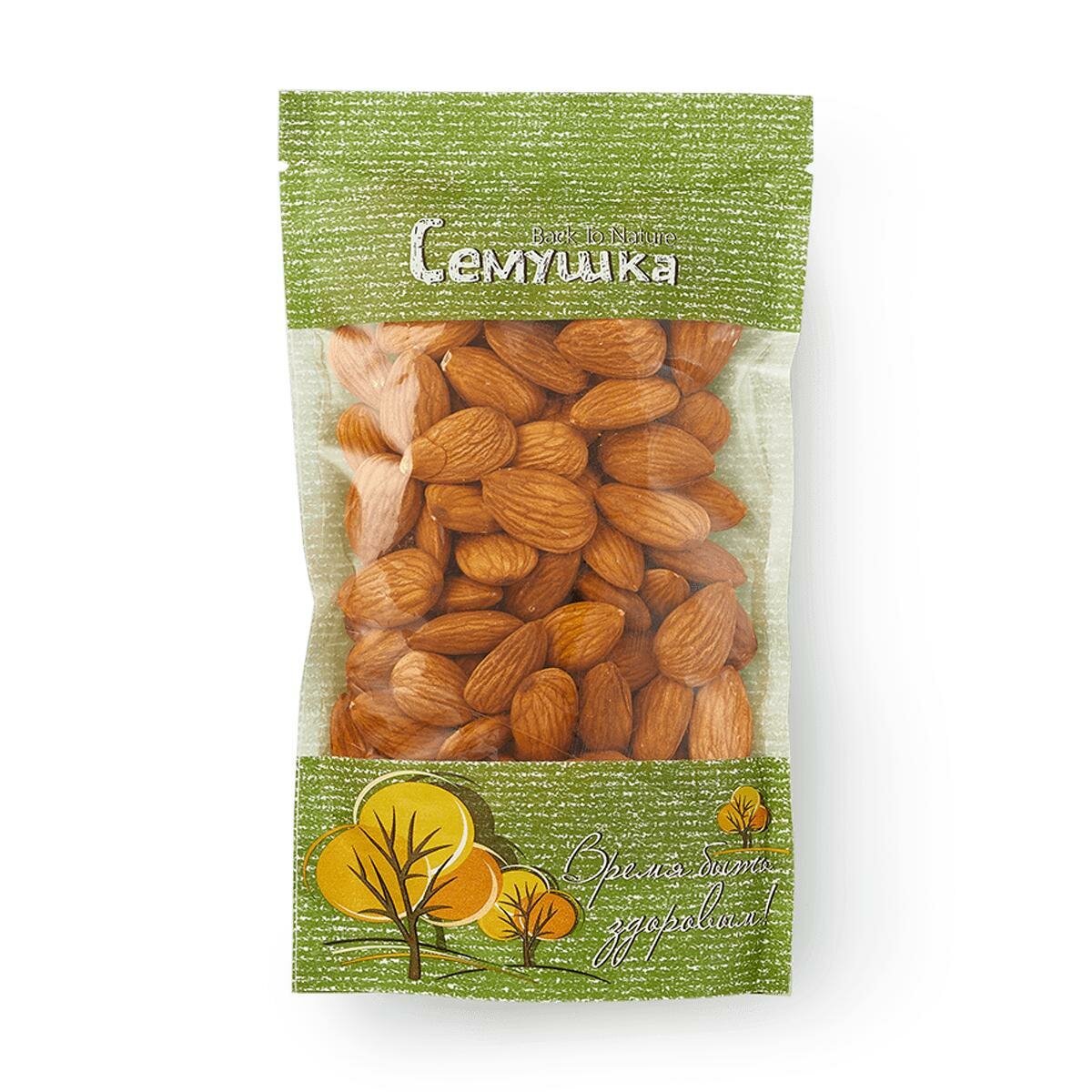 Миндаль сушёный, цельный «Семушка», 120 грамм, пластиковый пакет