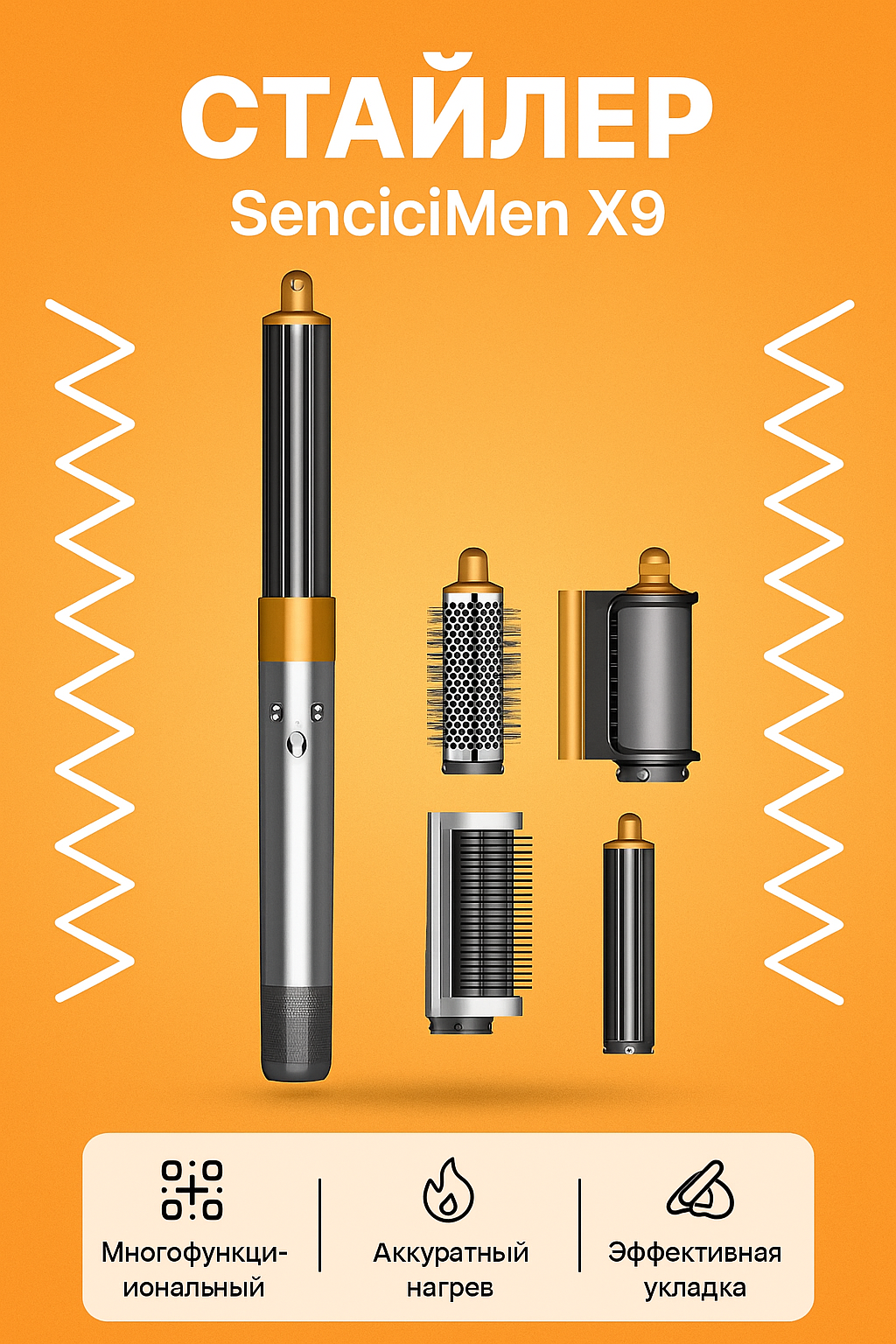 Стайлер Xiaomi Sencicimen 4in1 X9 Gray EU, 4 в 1, серый, для укладки, с функцией ионизации