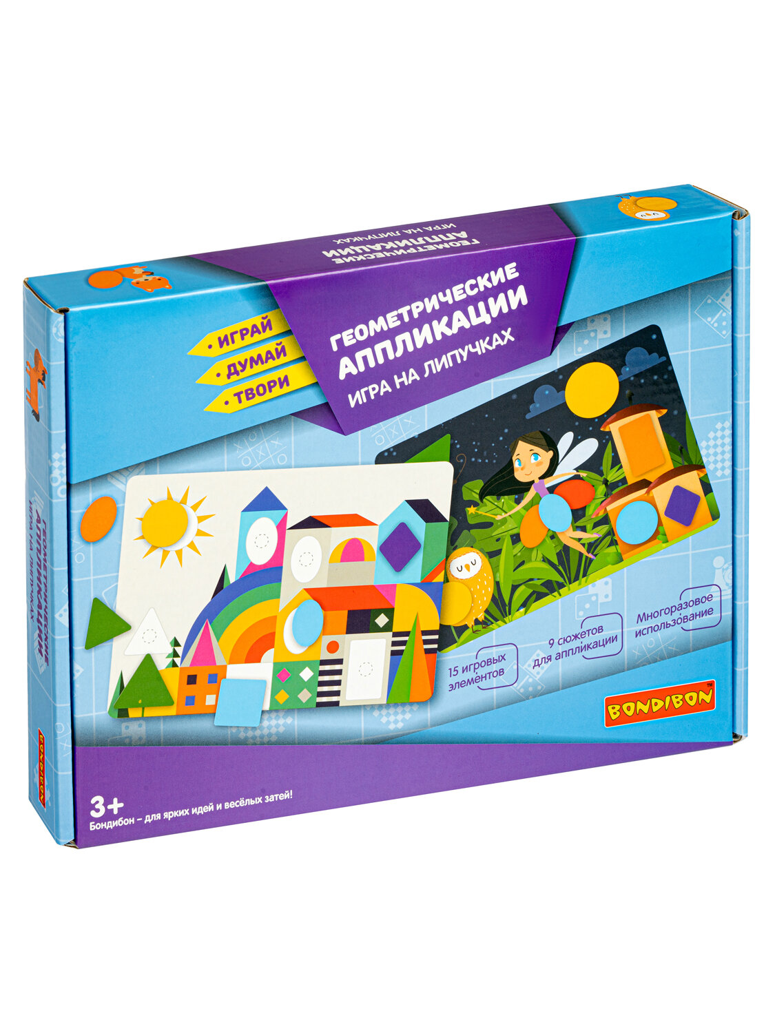 Настольная игра на липучках "геометрические аппликации" Играй Думай Твори Bondibon
