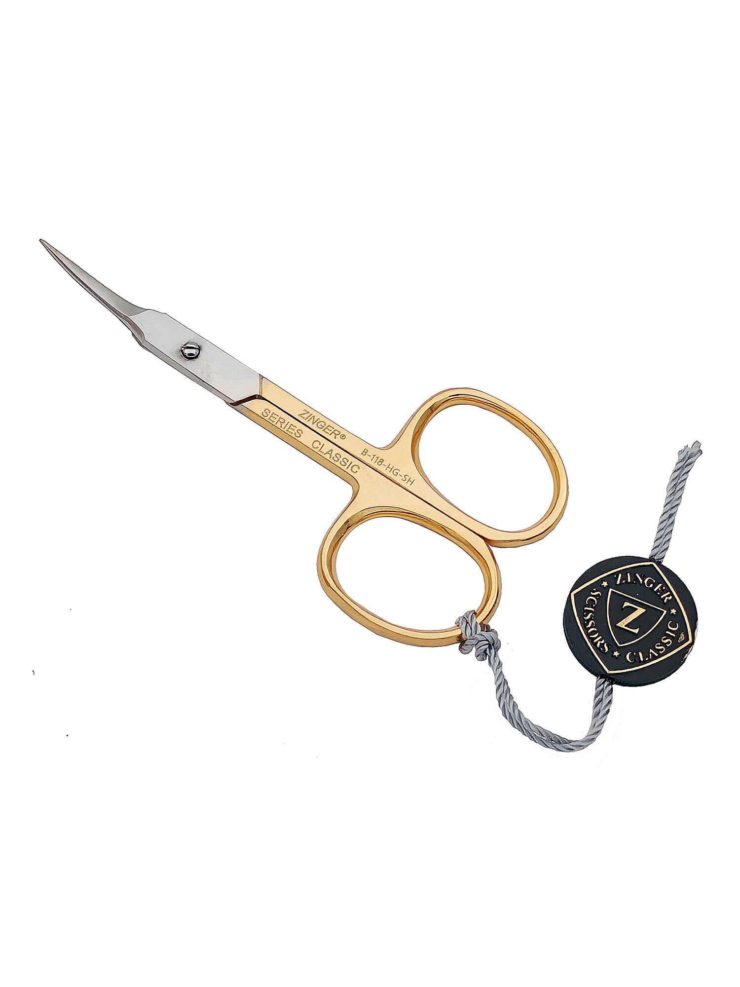 Ножницы маникюрные для кутикулы Zinger B-118 HG SH Classic изогнутые, нержавеющая сталь, ручная заточка, позолоченный