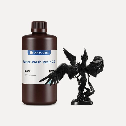 Изображение товара Фотополимерная водосмываемая смола Anycubic Water Wash Resin+ 2.0 Черная 1кг.