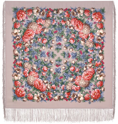 Платок Павловопосадская платочная мануфактура, 89х89 см, розовый, синий