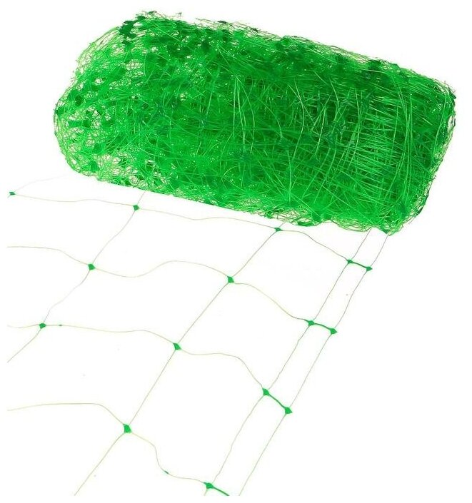 Сетка садовая, шпалерная, мягкая, 2 × 10 м, ячейка 15 × 17 см, зелёная - фотография № 1