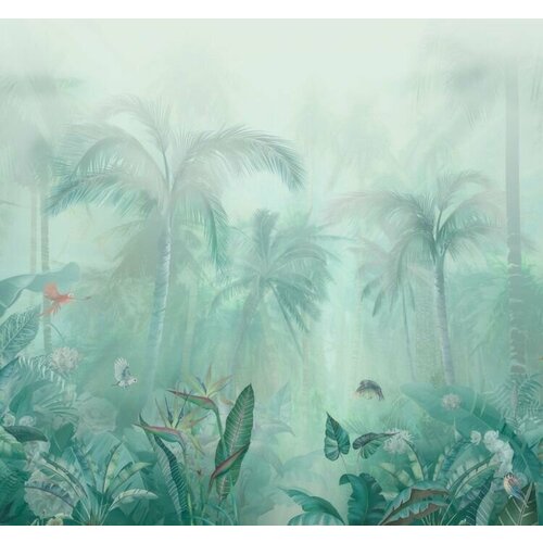 Моющиеся виниловые фотообои Джунгли в тумане рисунок, 300х280 см