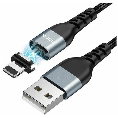 Кабель USB Lightning 8Pin HOCO U96 Traveller Magnetic 2.4A 1.2м черный usb порт для зарядки док станции разъем штекер гибкий кабель для oppo a12 модуль зарядной платы