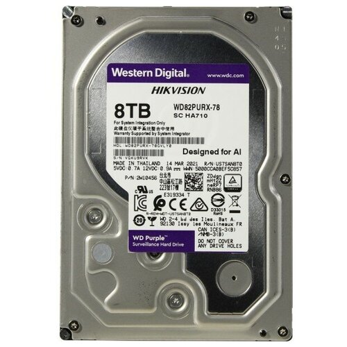 Жесткий диск Western Digital HDD SATA-III 8Tb Purple WD82PURX IntelliPower 256MB buffer DV NVR 2842000₽