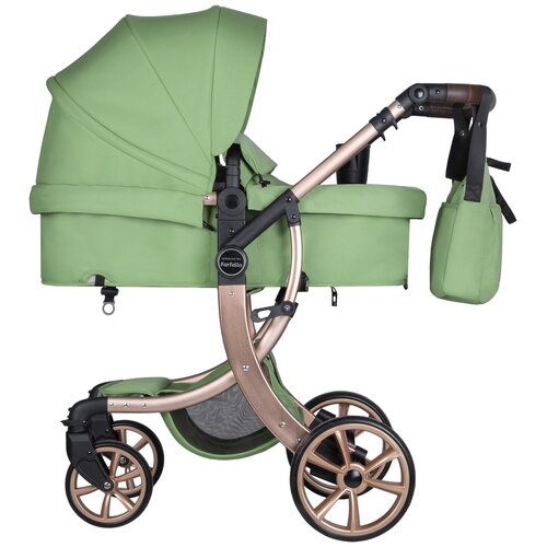 Детская коляска трансформер 2 в 1 Aimile Original New Gold (Базилик)