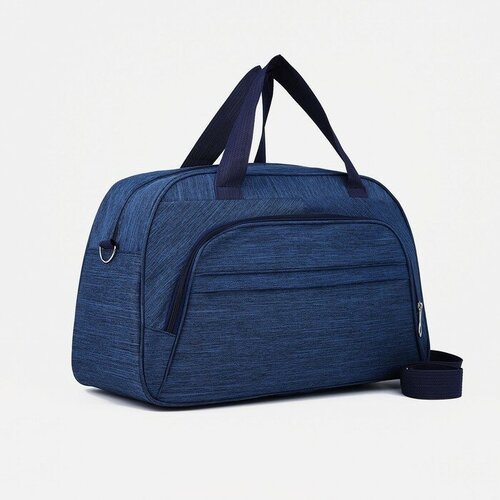 Саквояж 45 см, синий сумка дорожная на молнии наружный карман длинный ремень цвет коричневый