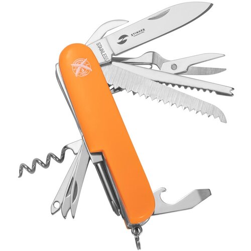 фото Нож перочинный stinger, 93,9 мм, 15 функций, рукоять абс-пластик, оранжевый, в картонной коробке fk-k5011all