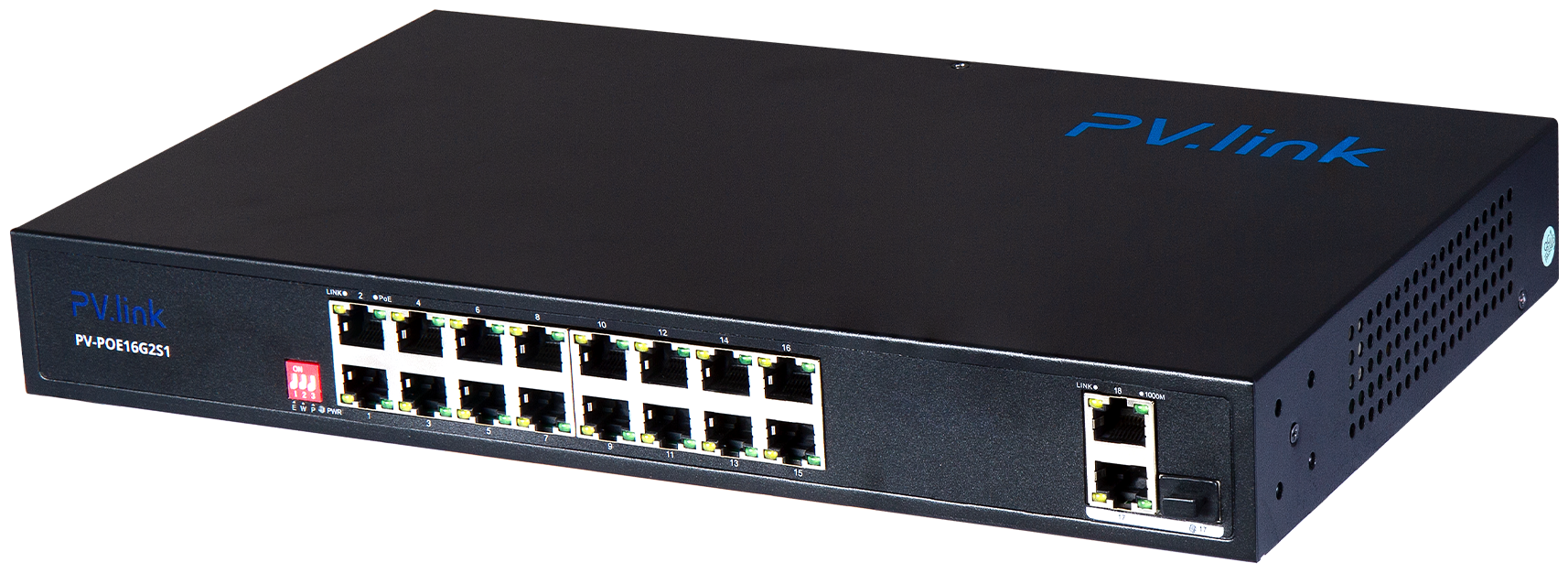 PV-POE16G2S1 - 18 портовый коммутатор с 16 портами PoE 100 Мбит/с, 1 комбо1 Гбит/с, 1xUp-link LAN 1 Гбит/с