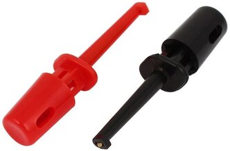 Зажим "крючок" Rexant для тестера, длина 40 мм, красный и черный {16-0031} (упак 2 шт)
