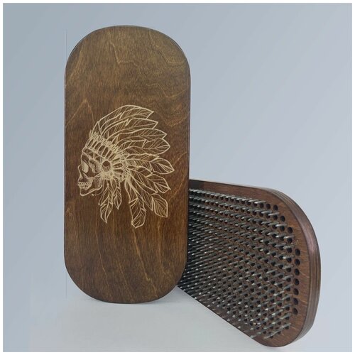 фото Доска с гвоздями садху для йоги / овал / череп / индеец - 1605 / венге artwood